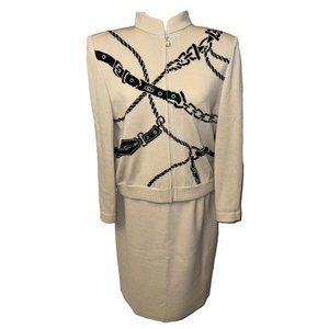Vintage 1980s St. John Collection by Marie Gray Jacket Cardigan Skirt Set Sz 10